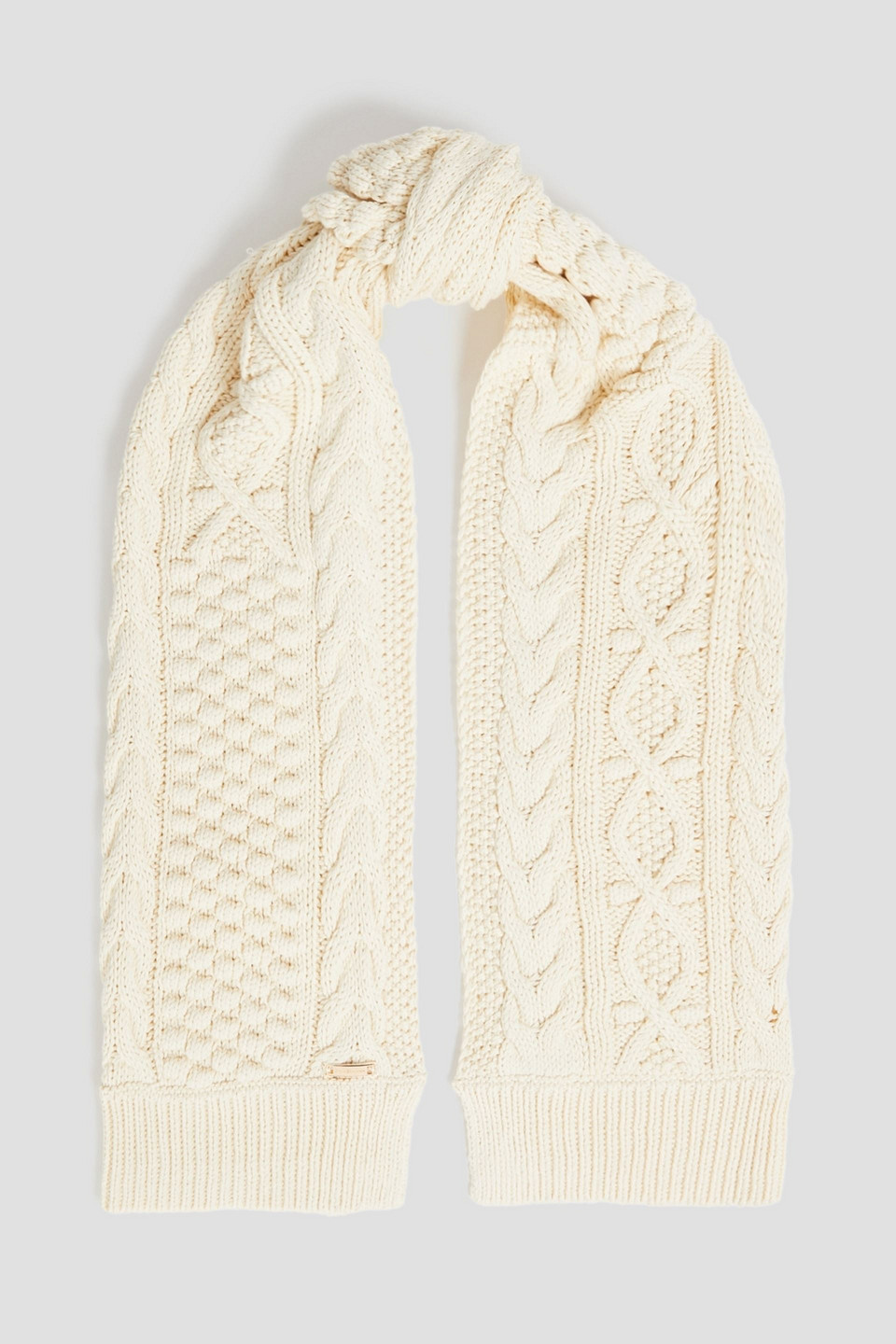Zimmermann Cable-knit Cotton Scarf In Cream