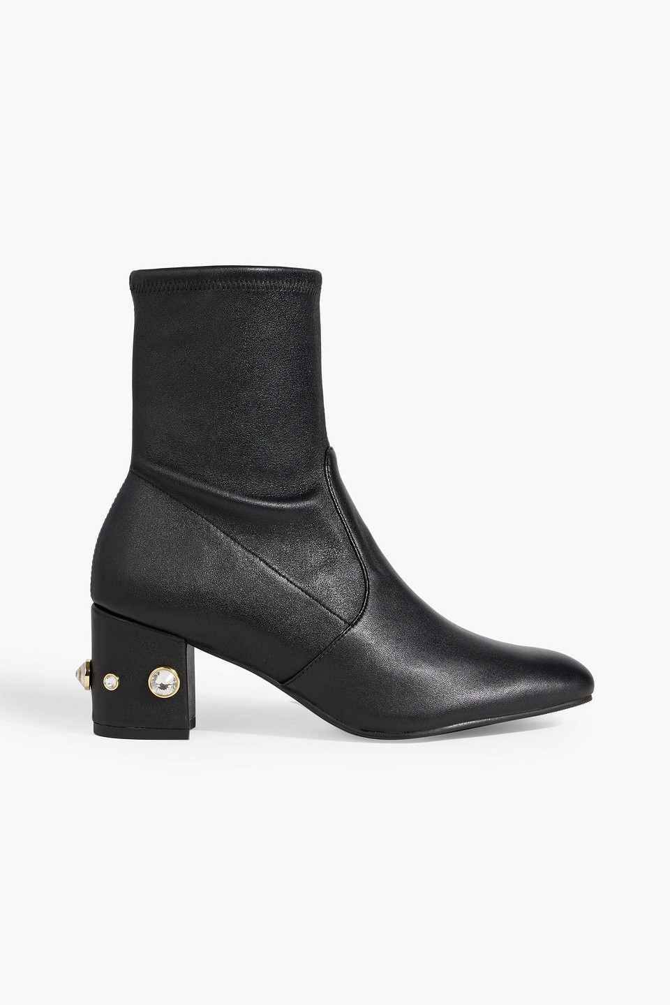 Stuart Weitzman Allshine 60 Embellished Leather Ankle Boots In Black