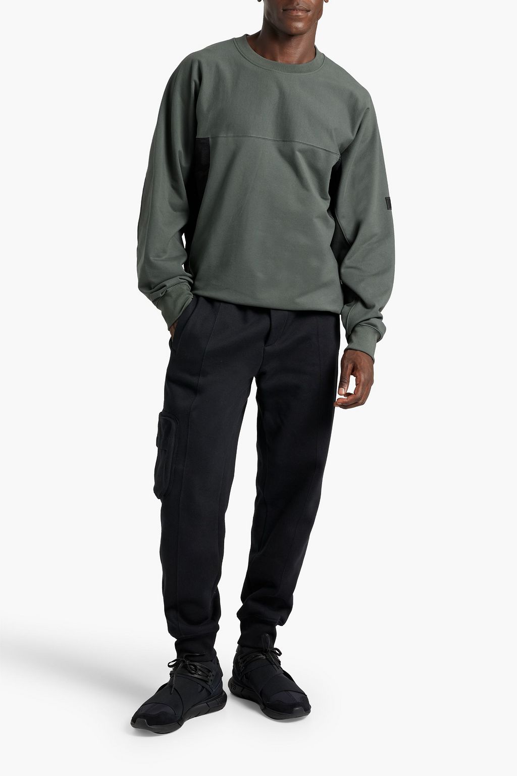 Y-3 Ripstop-paneled French cotton-blend terry sweatshirt