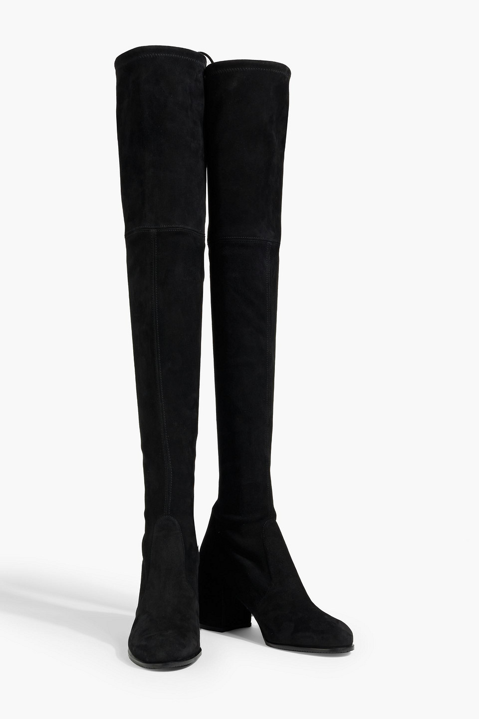 Shop Stuart Weitzman Suede Thigh Boots In Black