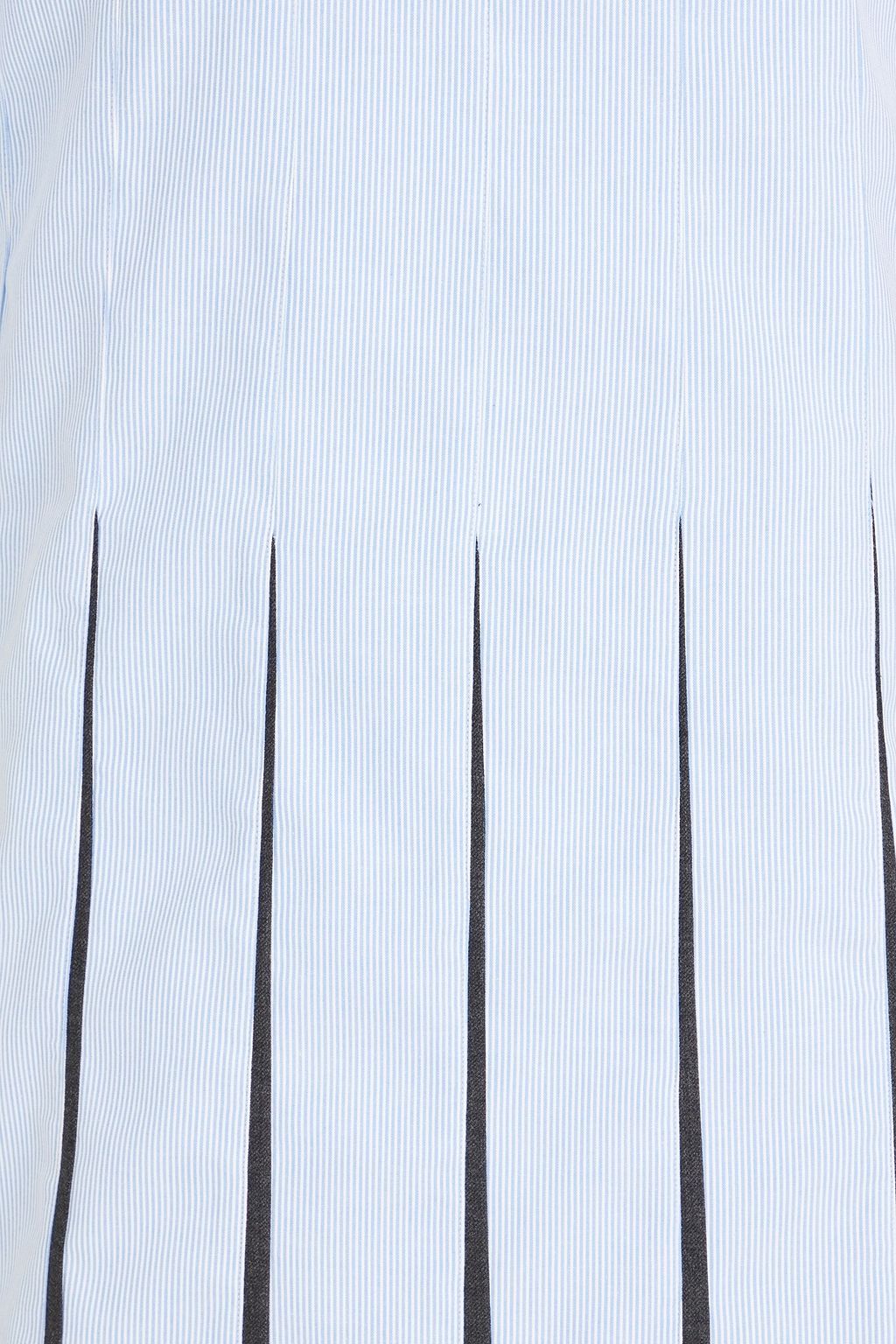 THOM BROWNE فستان قصير من صوف التويل والقطن بكسرات وتصميم مخطط