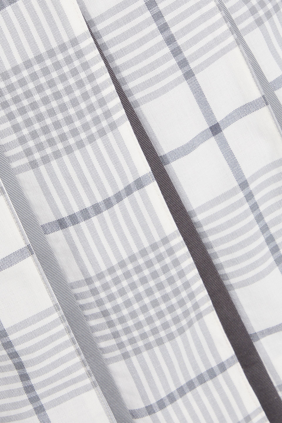 Shop Thom Browne Poplin-paneled Pleated Prince Of Wales Checked Wool Mini Skirt In Gray
