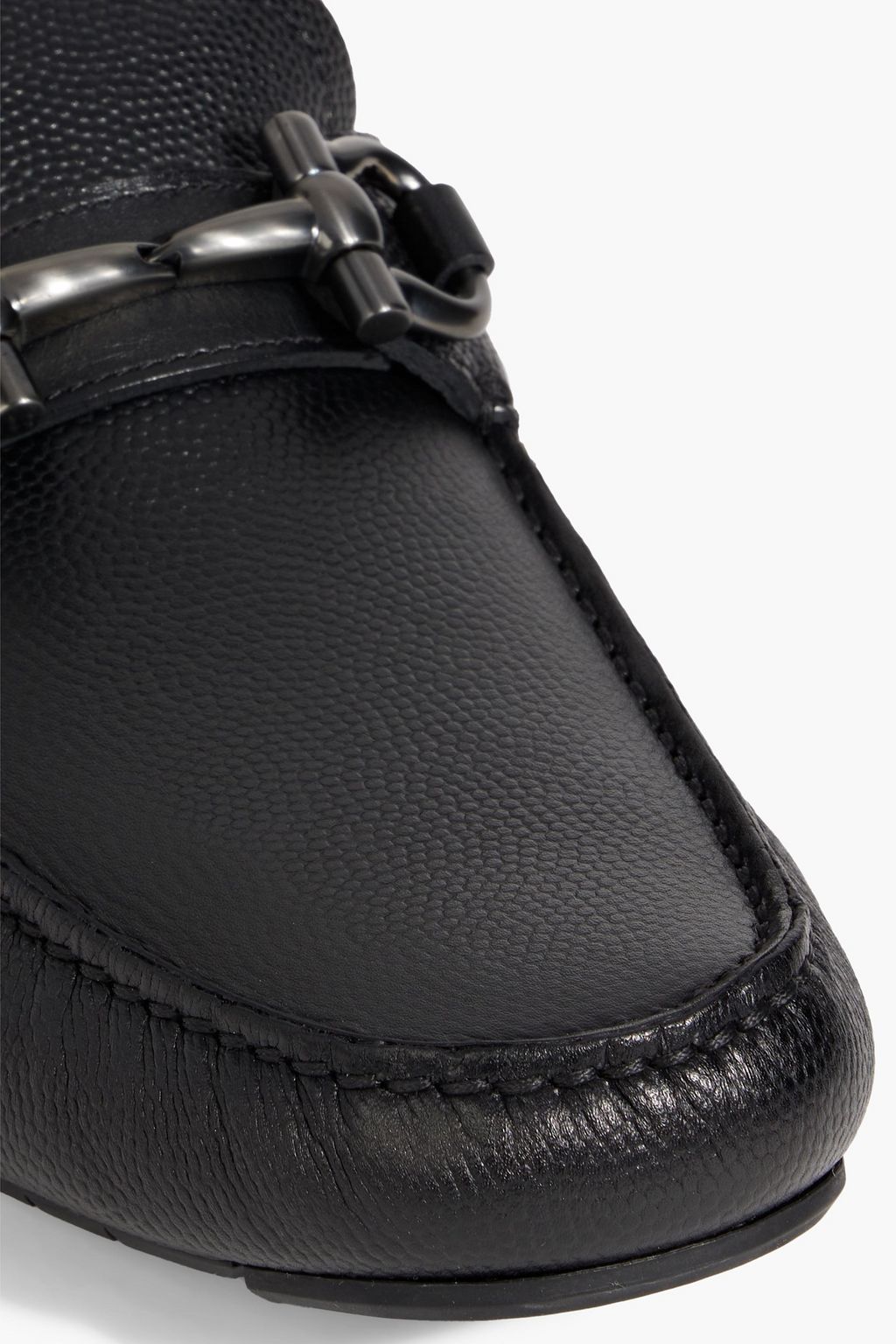 FERRAGAMO Embellished pebbled-leather driving shoes