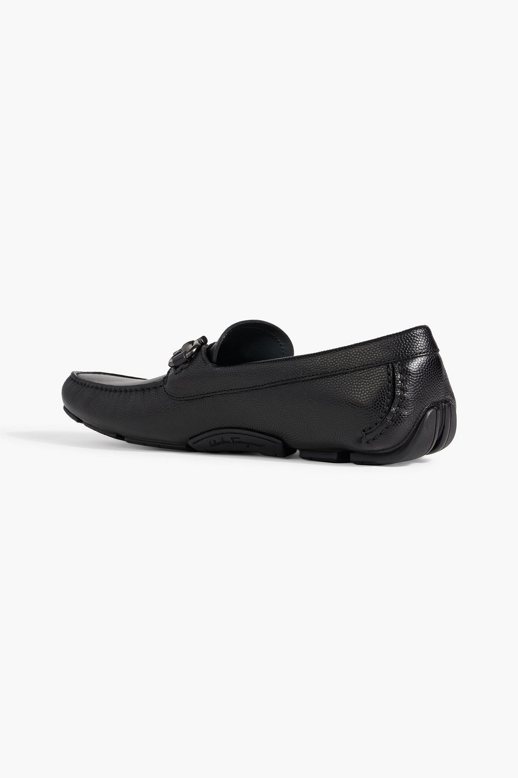FERRAGAMO Embellished pebbled-leather driving shoes