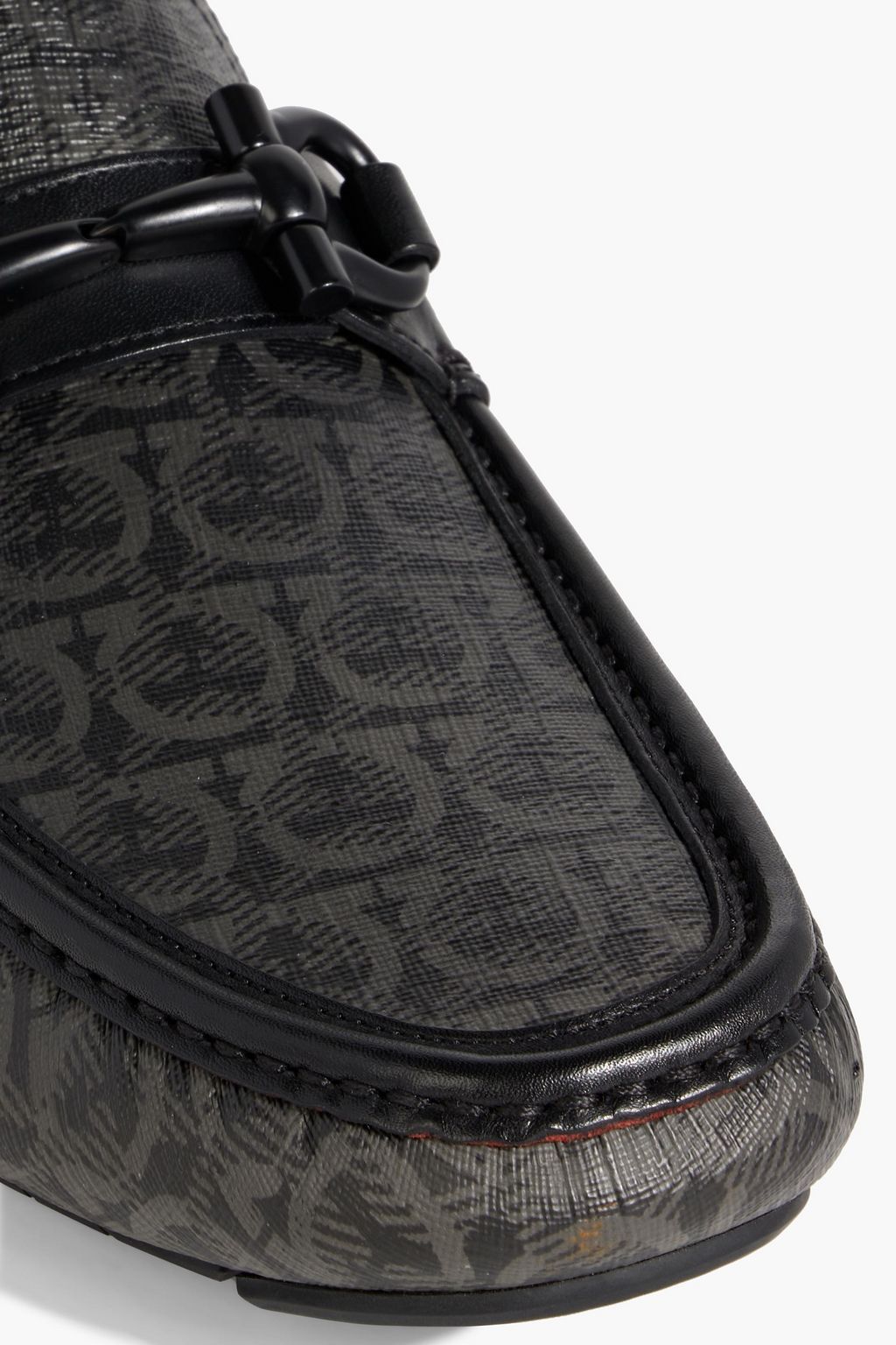 FERRAGAMO Parigi logo-print textured-leather driving shoes