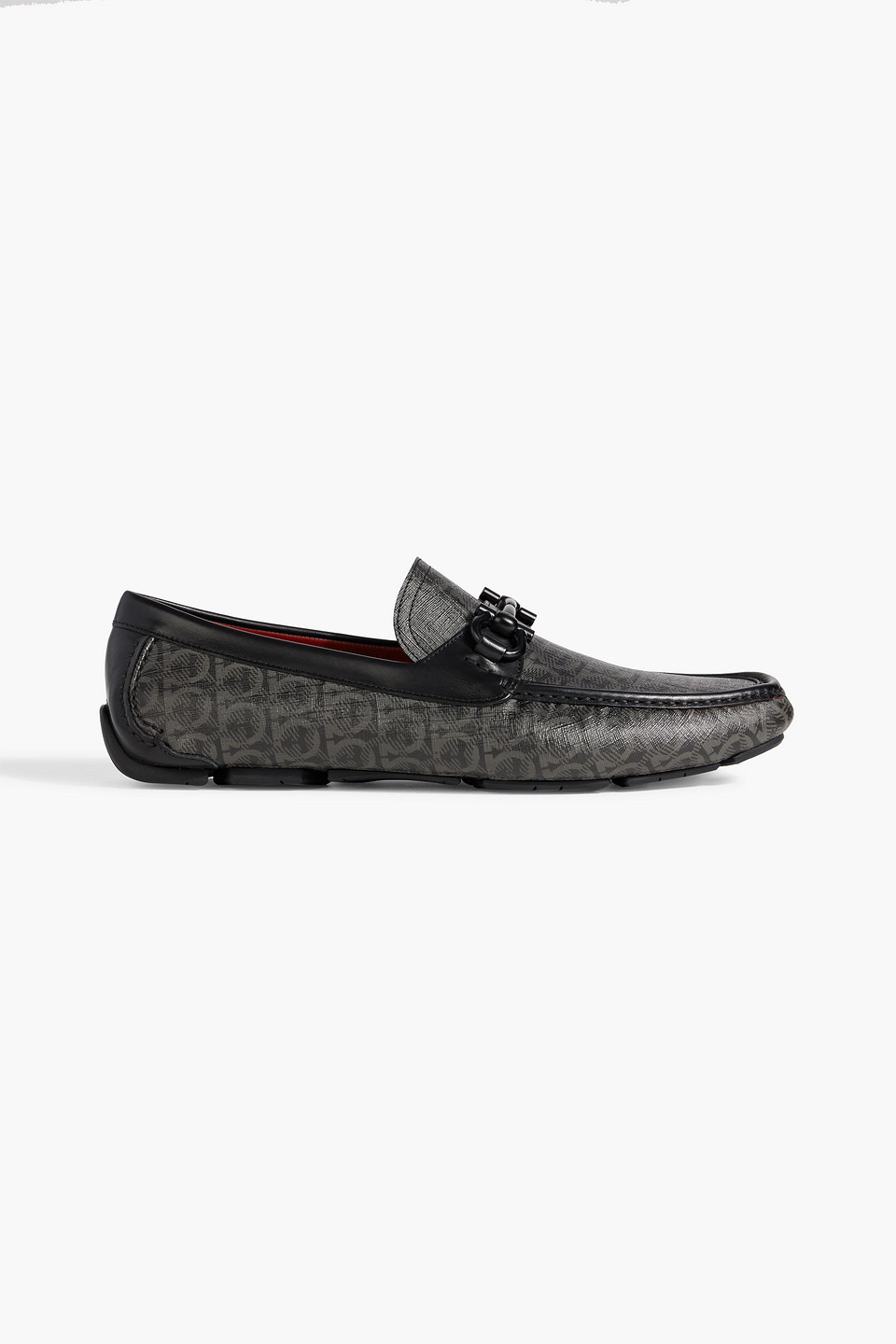 Parigi logo-print textured-leather driving shoes