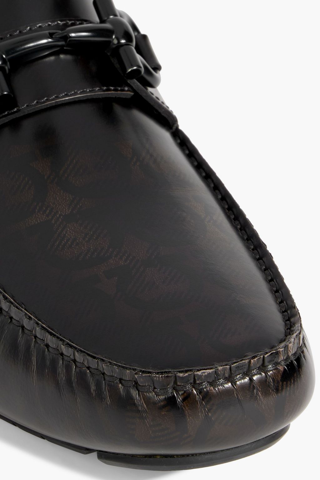 FERRAGAMO Parigi glossed-leather driving shoes