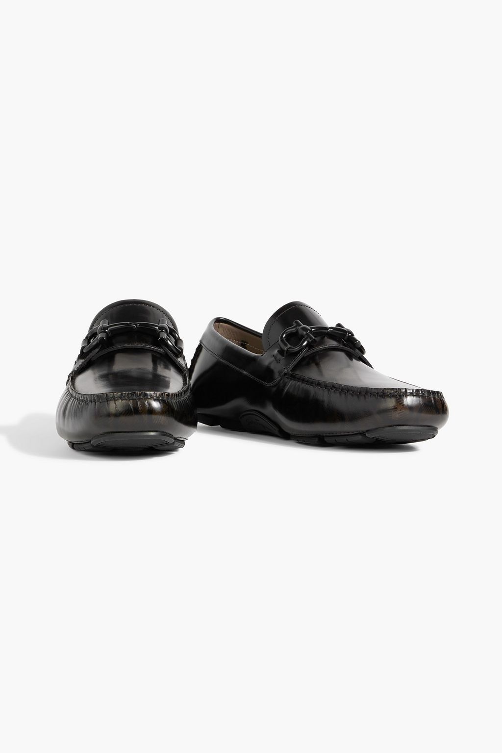 FERRAGAMO Parigi glossed-leather driving shoes