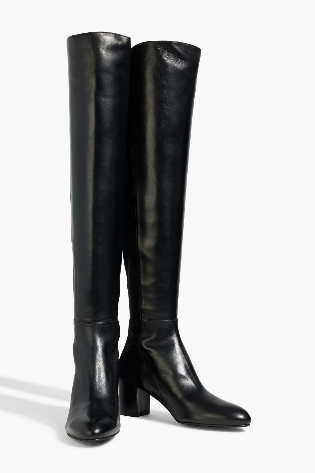STUART WEITZMAN بوت بطول أعلى الركبة من الجلد وميكرو ستريتش