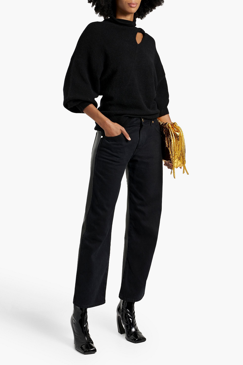 A.L.C JENSEN TWISTED CUTOUT KNITTED TURTLENECK SWEATER