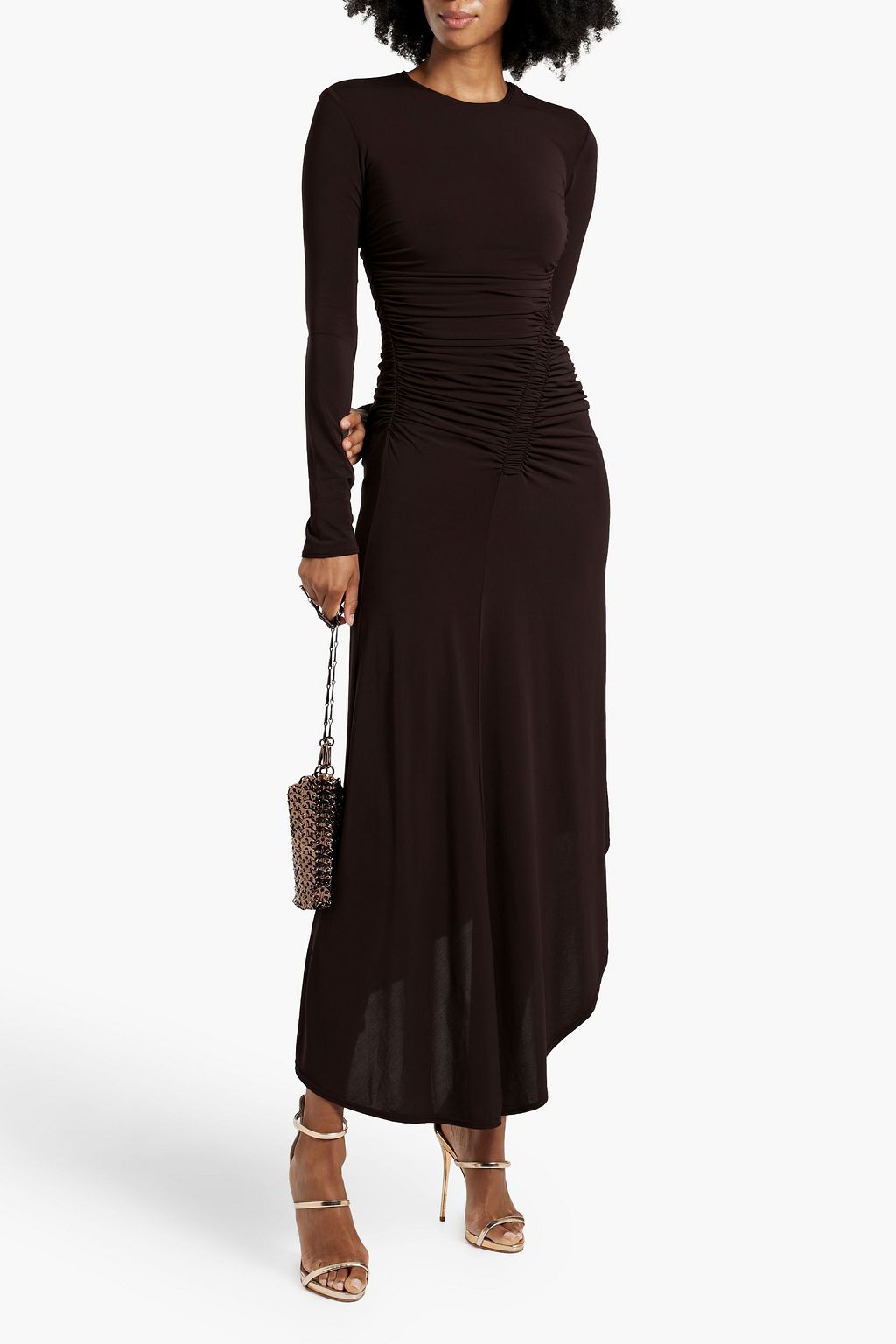 A.L.C. Adeline asymmetric ruched stretch-jersey maxi dress