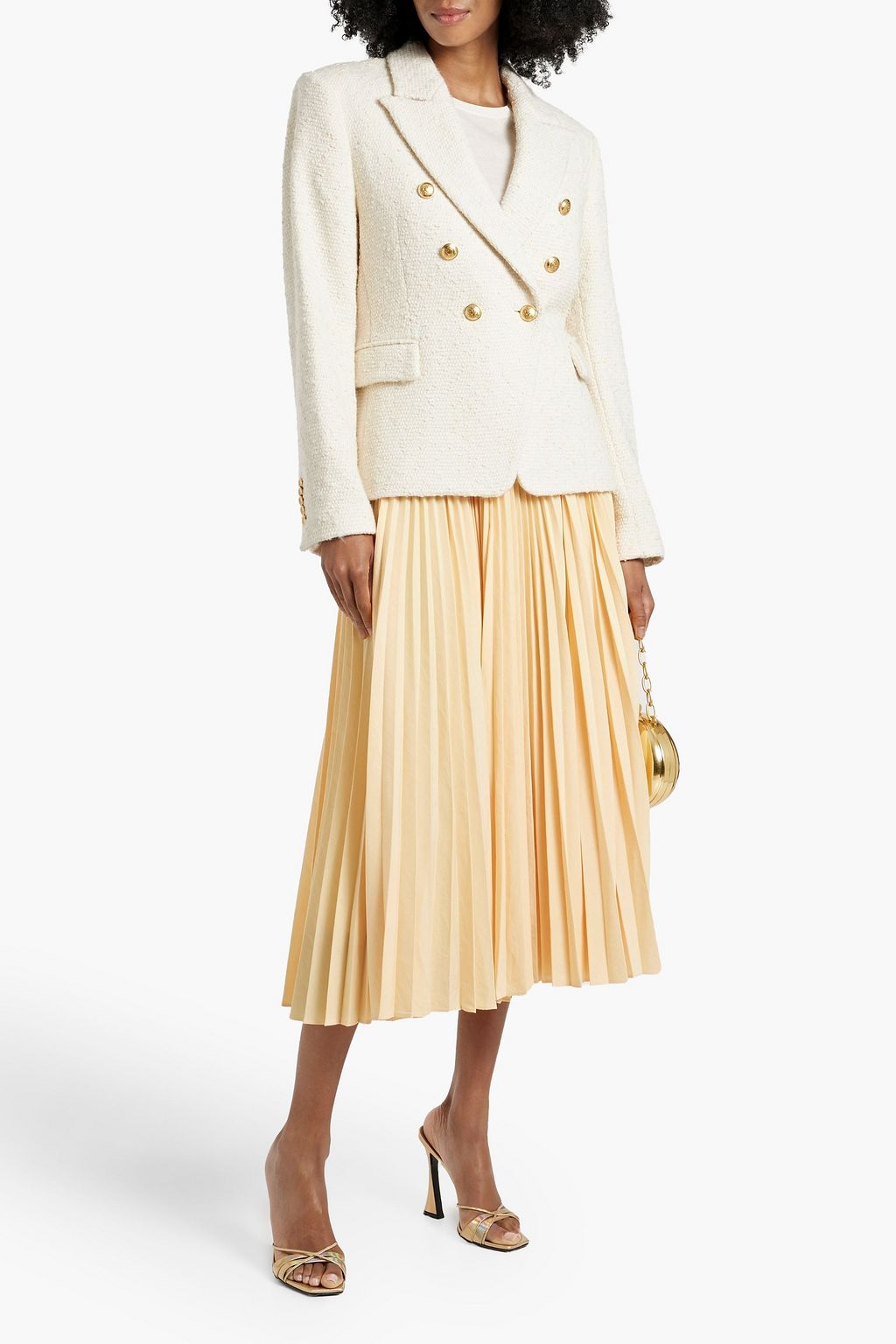 A.L.C. Tatum pleated woven midi skirt