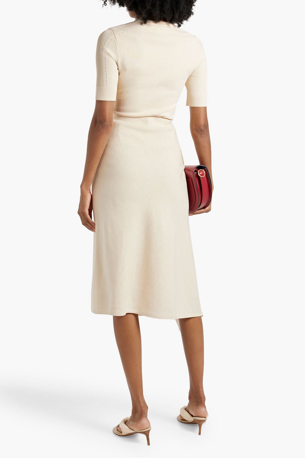 A.L.C. Lia draped linen and cotton-blend canvas midi skirt