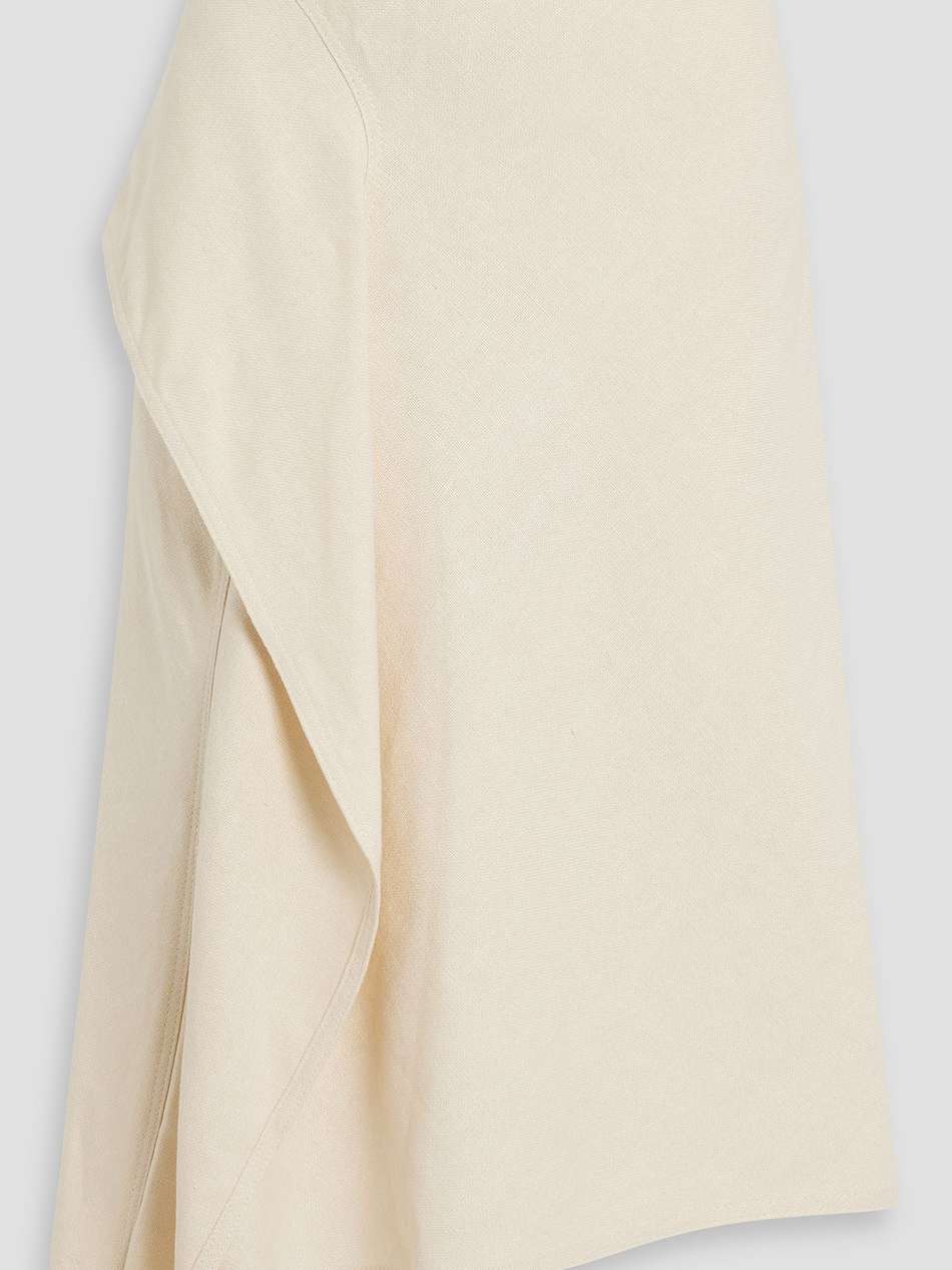 lia draped linen and cotton-blend canvas midi skirt