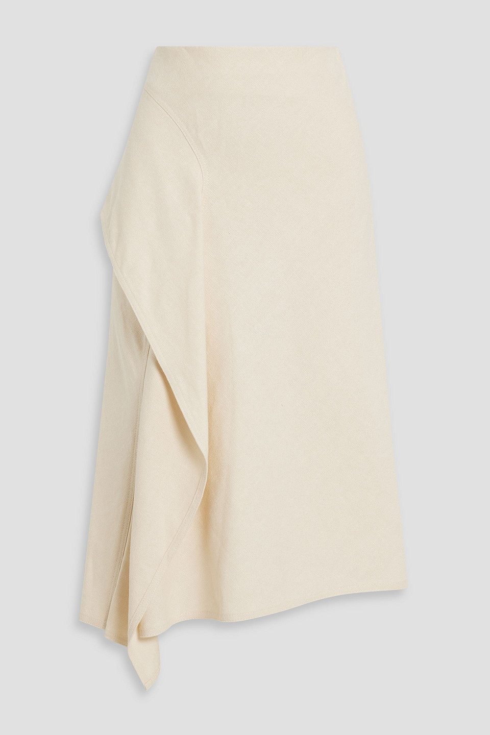 A.l.c Lia Draped Linen And Cotton-blend Canvas Midi Skirt In Cream