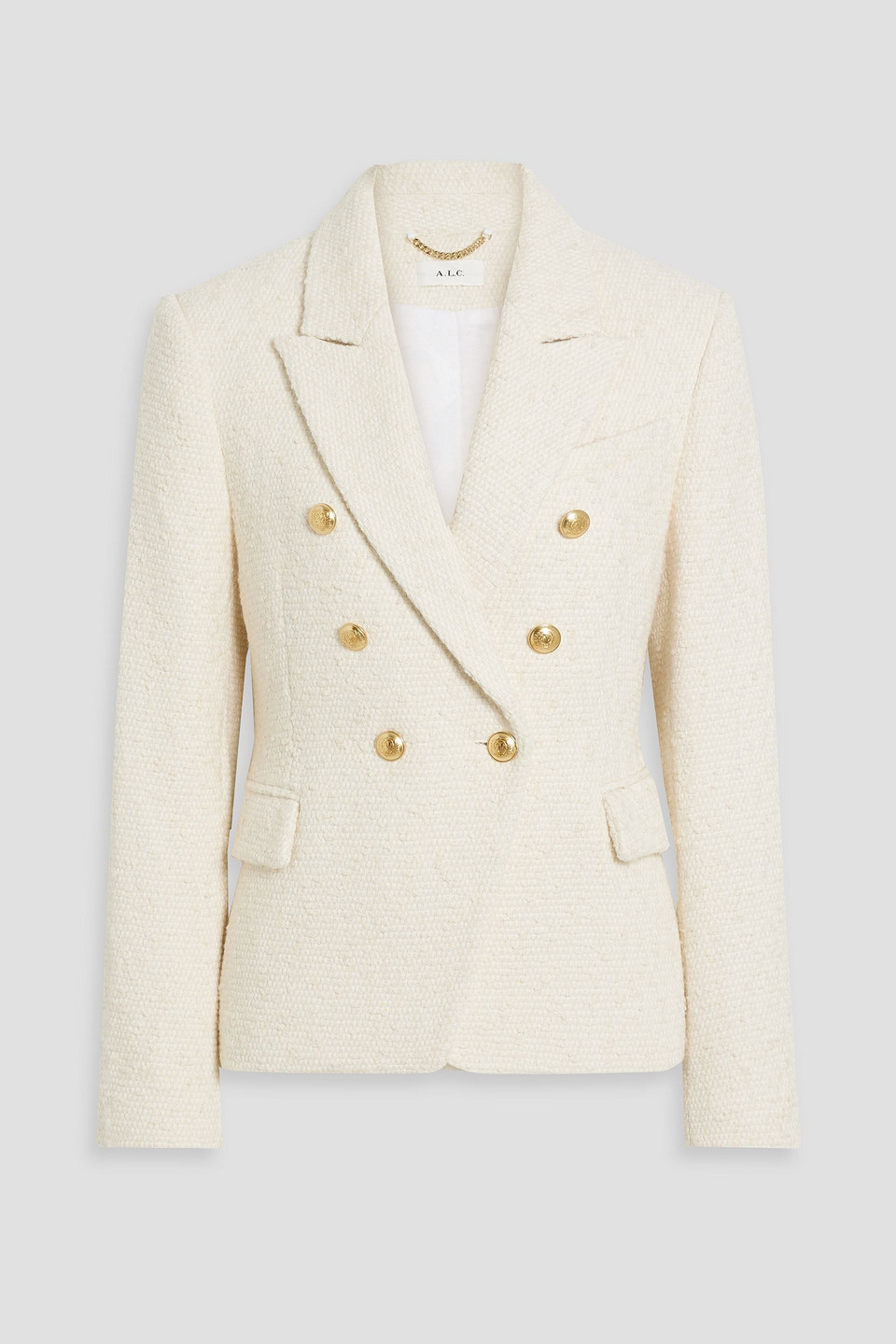 Shop A.l.c Double-breasted Cotton-blend Bouclé-tweed Blazer In Cream