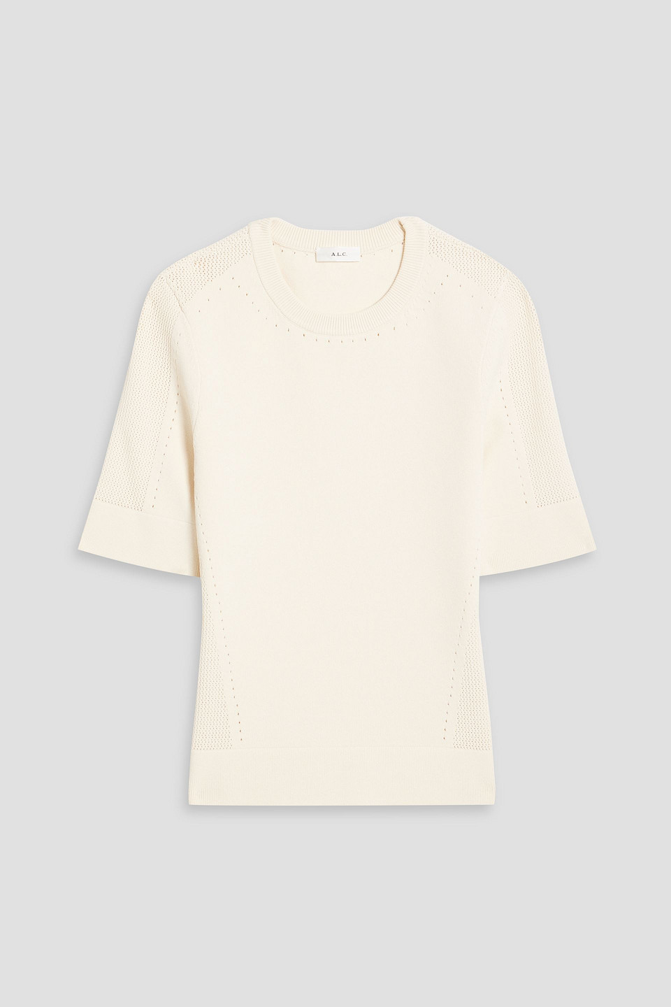 A.l.c Nash Pointelle-knit Top In Ecru