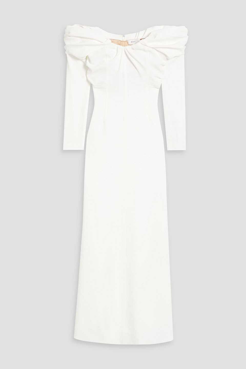 A.l.c Off-the-shoulder Pleated Cady Maxi Dress In White