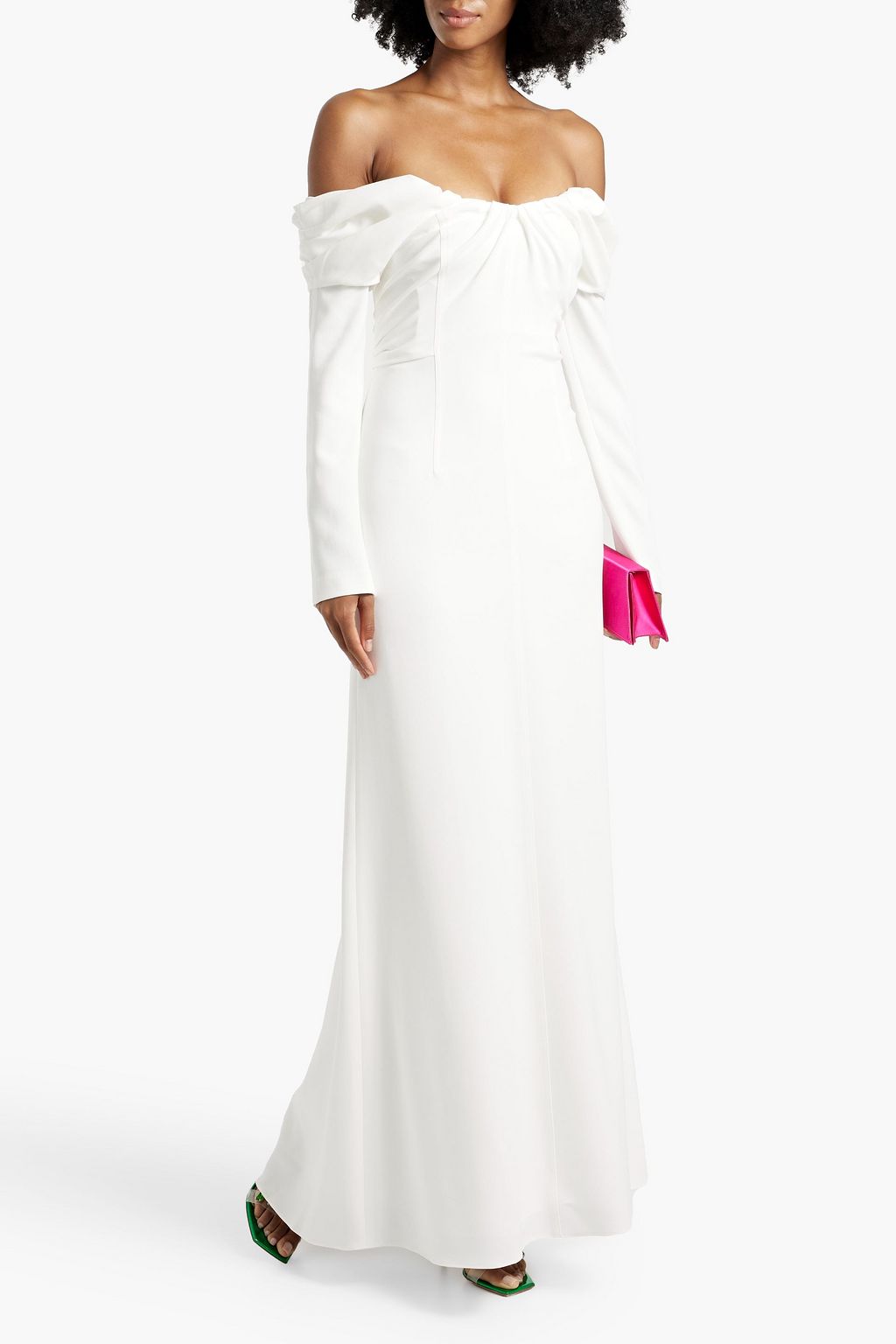 A.L.C. Off-the-shoulder pleated cady maxi dress