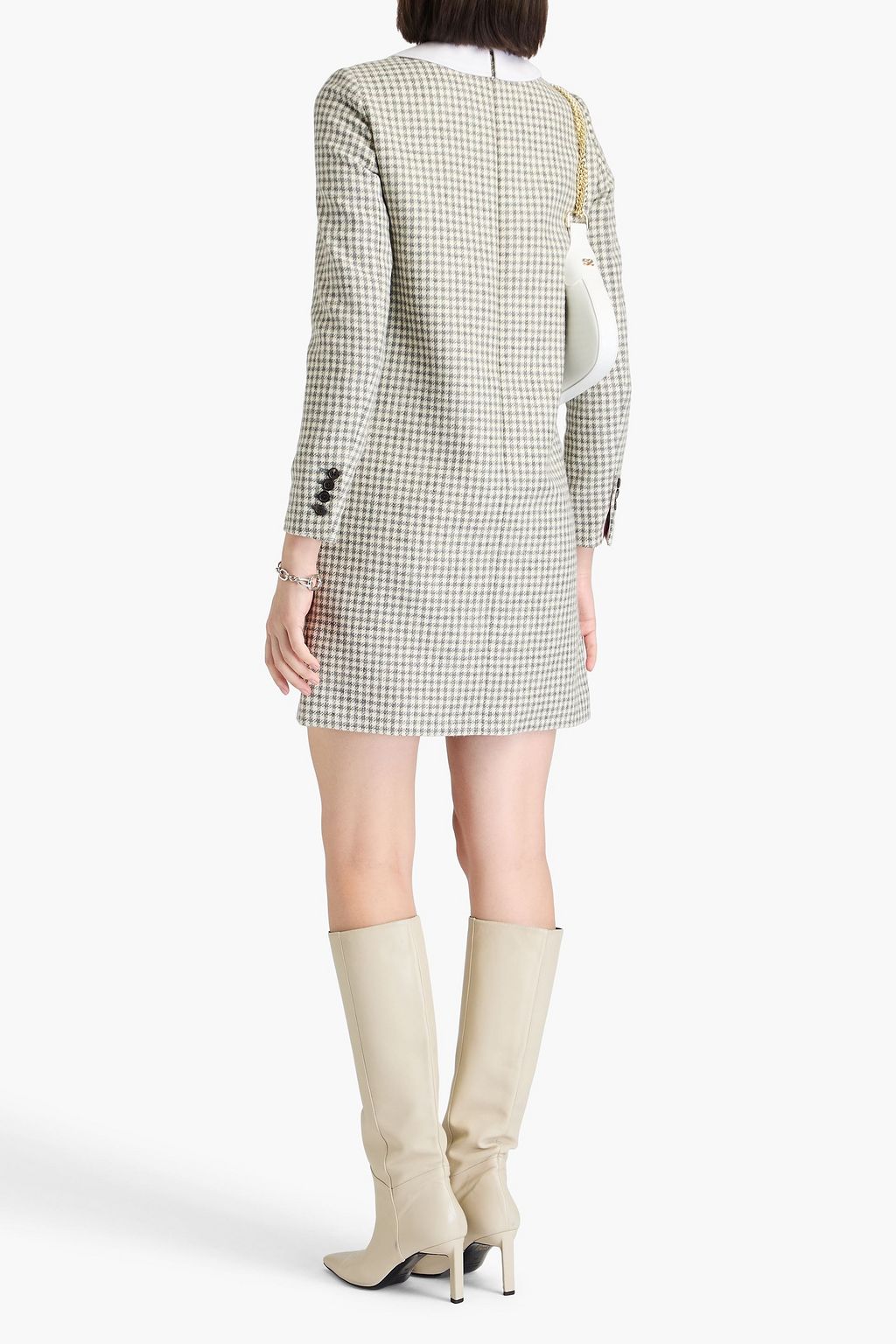 THOM BROWNE Gingham brushed wool-felt mini dress