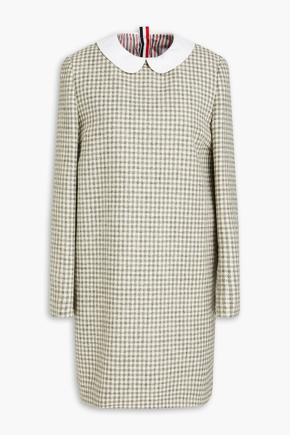 Thom Browne Gingham Brushed Wool-felt Mini Dress In Gray