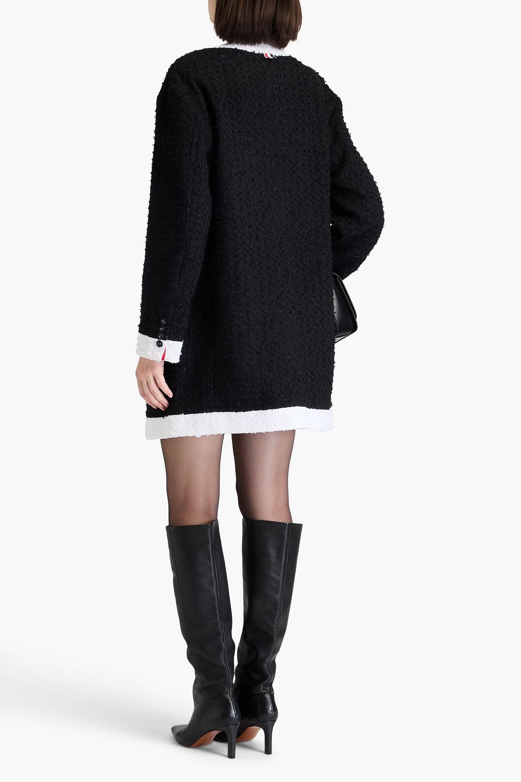 THOM BROWNE Two-tone cotton-blend tweed jacket