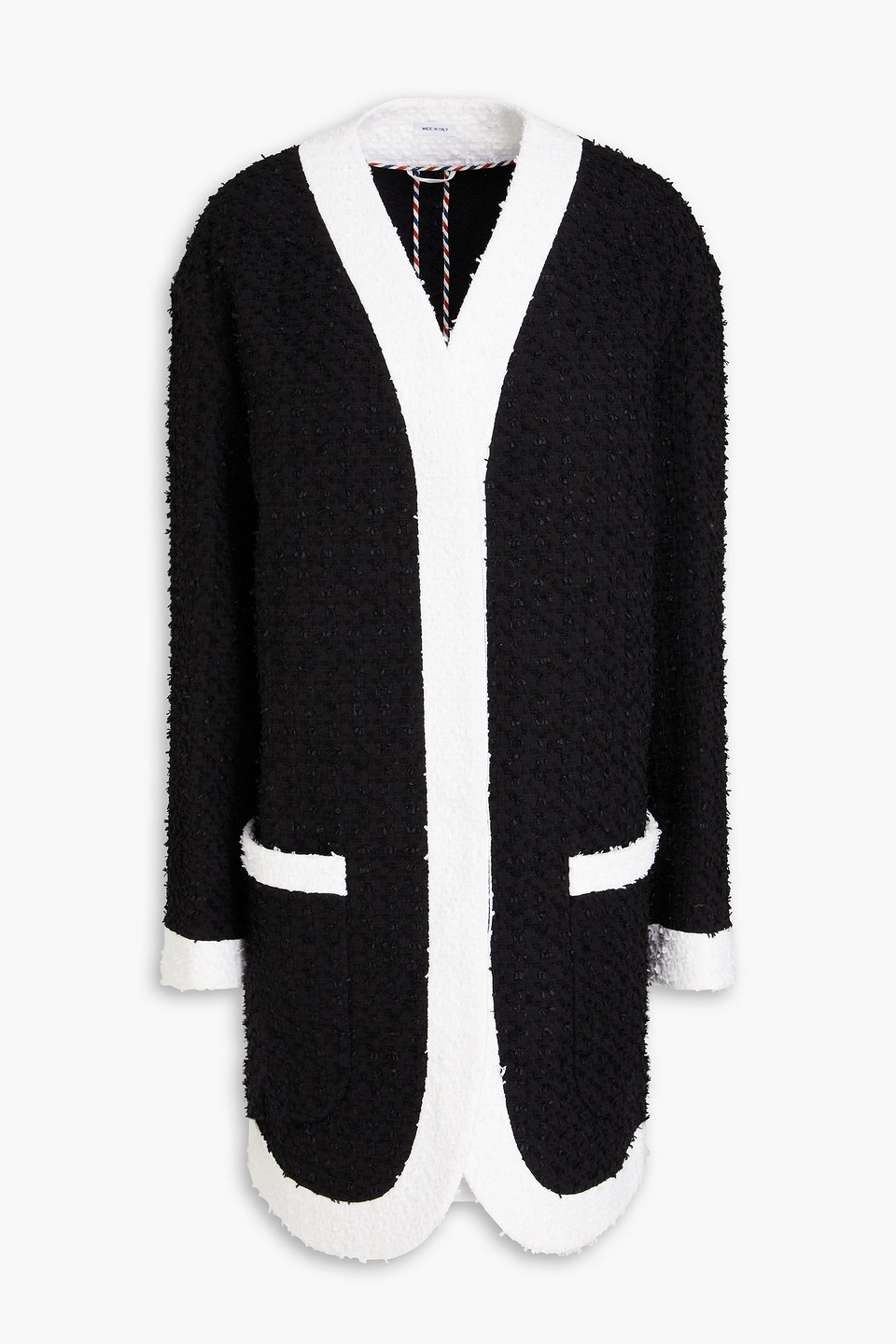 Thom Browne Two-tone Cotton-blend Tweed Jacket In Black