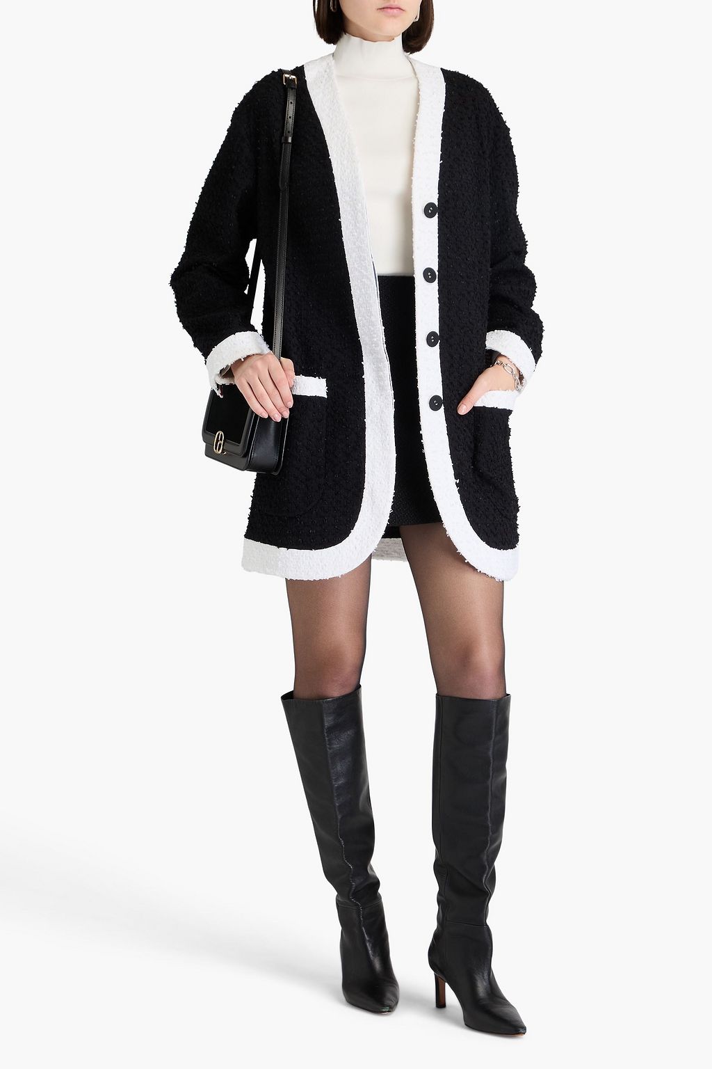 THOM BROWNE Two-tone cotton-blend tweed jacket