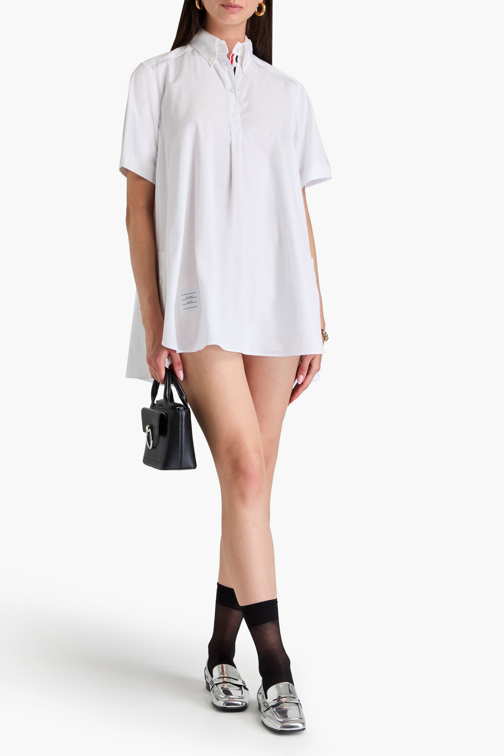 Thom Browne Cotton-poplin mini shirt dress