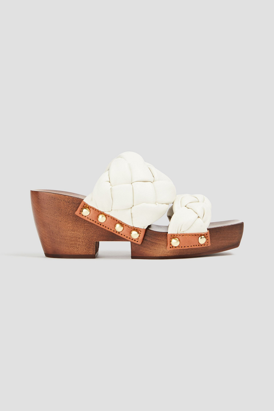 Zimmermann Plateau-clogs Aus Geflochtenem Leder In Elfenbein