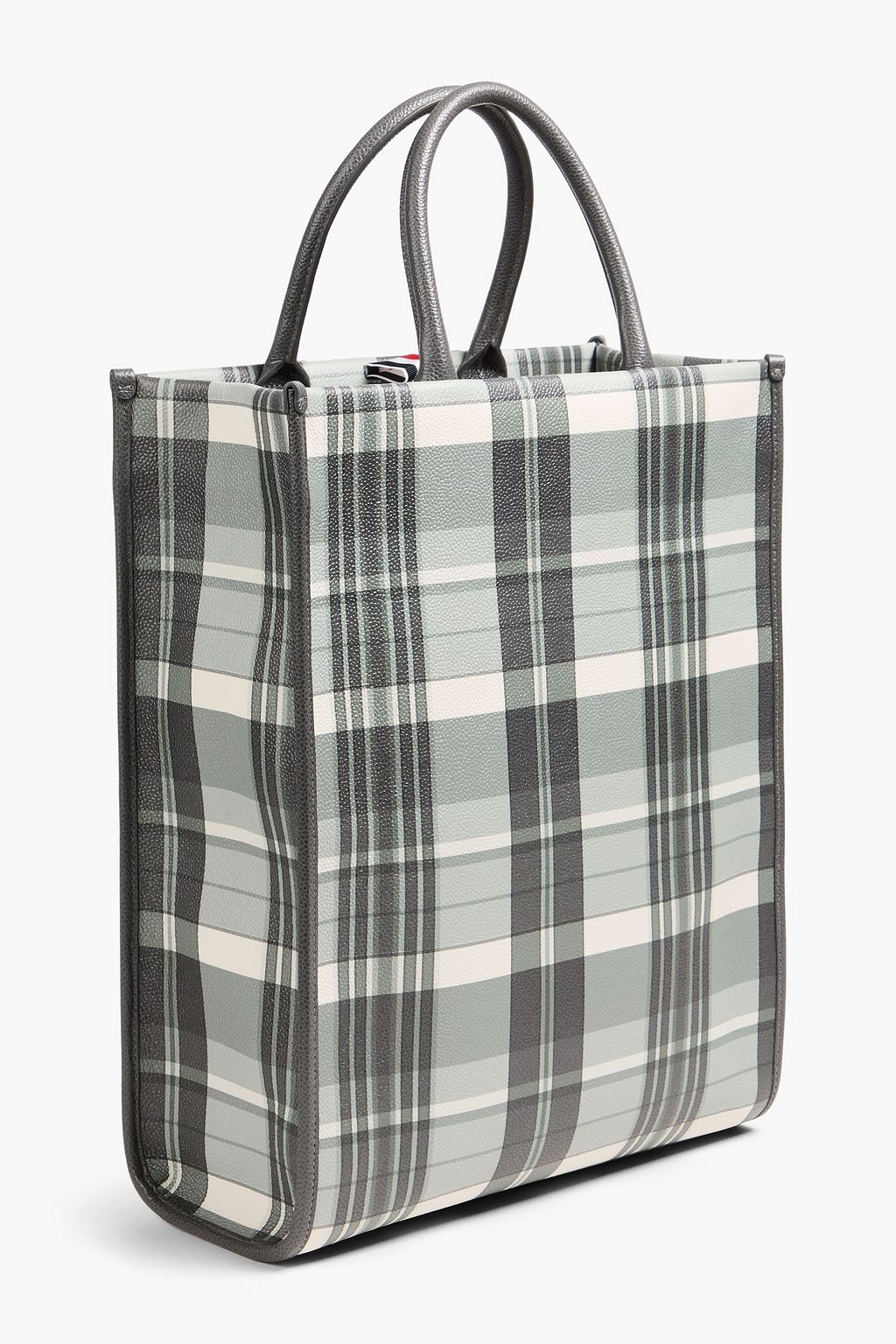THOM BROWNE Checked pebbled-leather tote