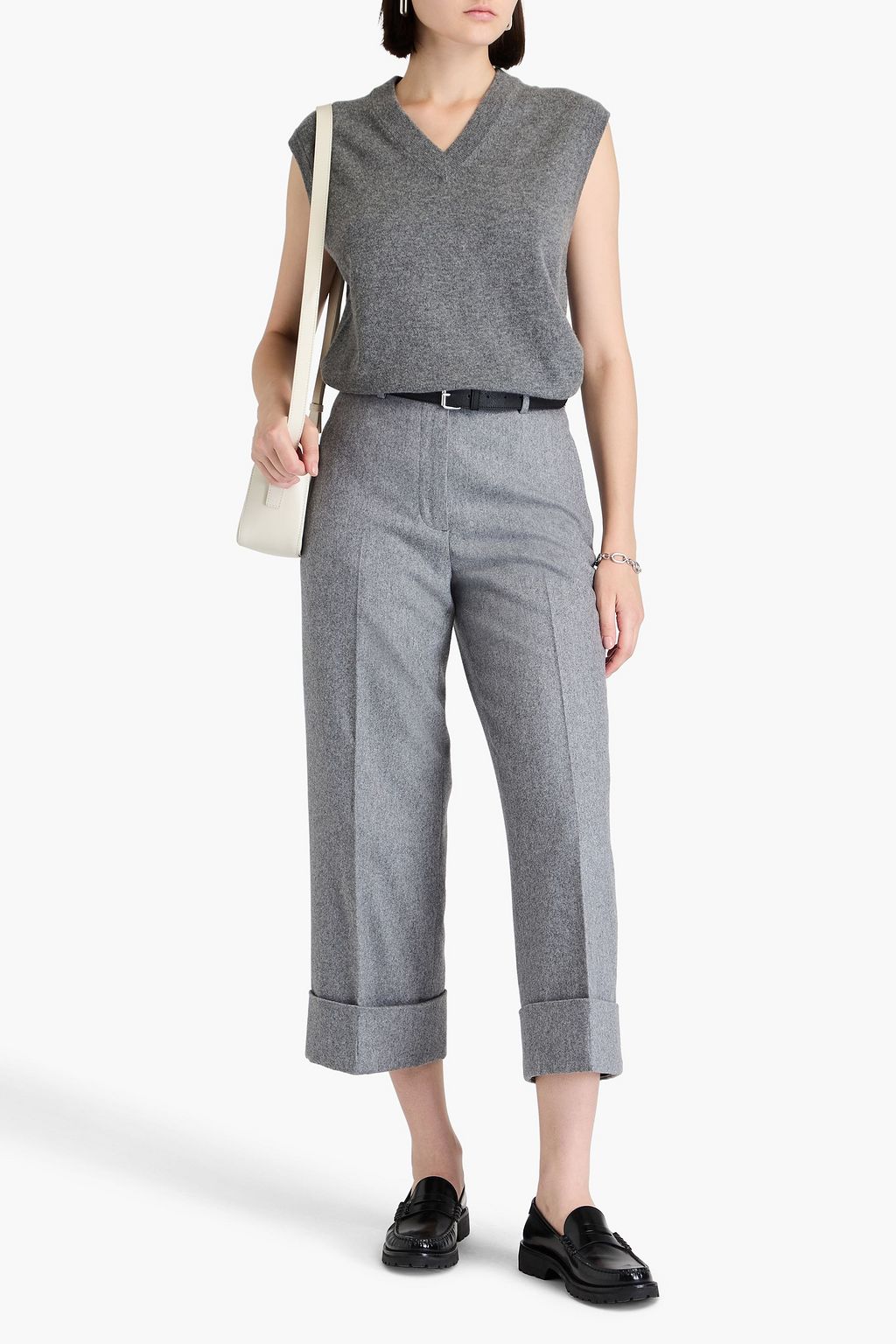 THOM BROWNE Hose mit geradem Bein aus Twill aus einer Woll-Kaschmirmischung