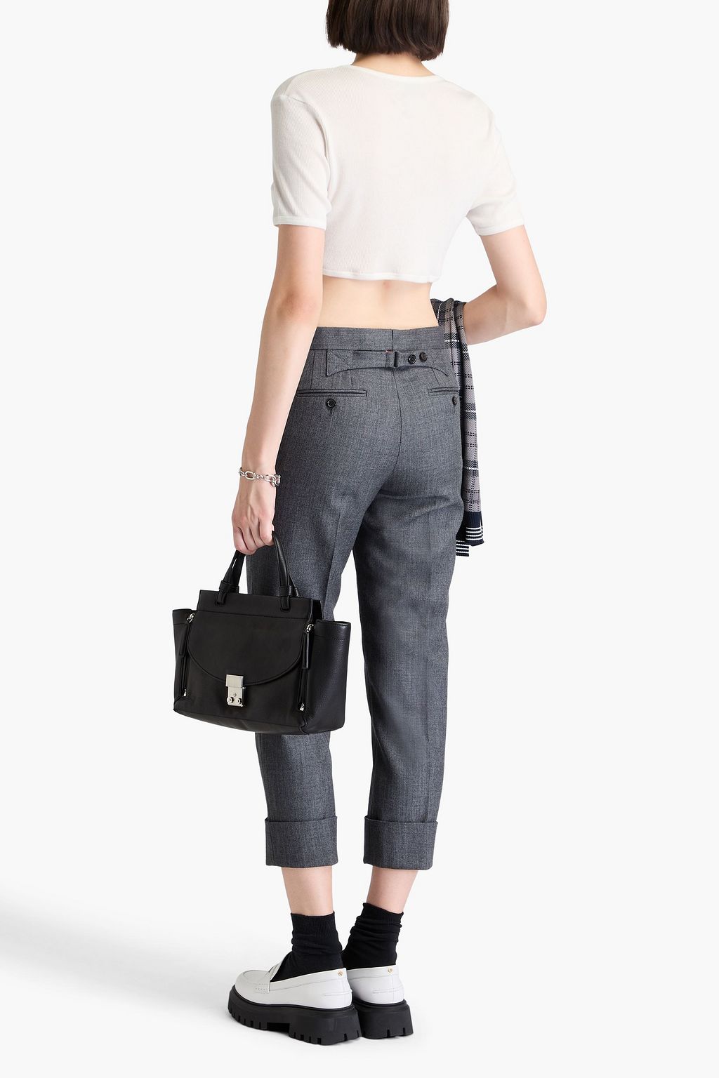 THOM BROWNE Cropped wool-twill slim-leg pants