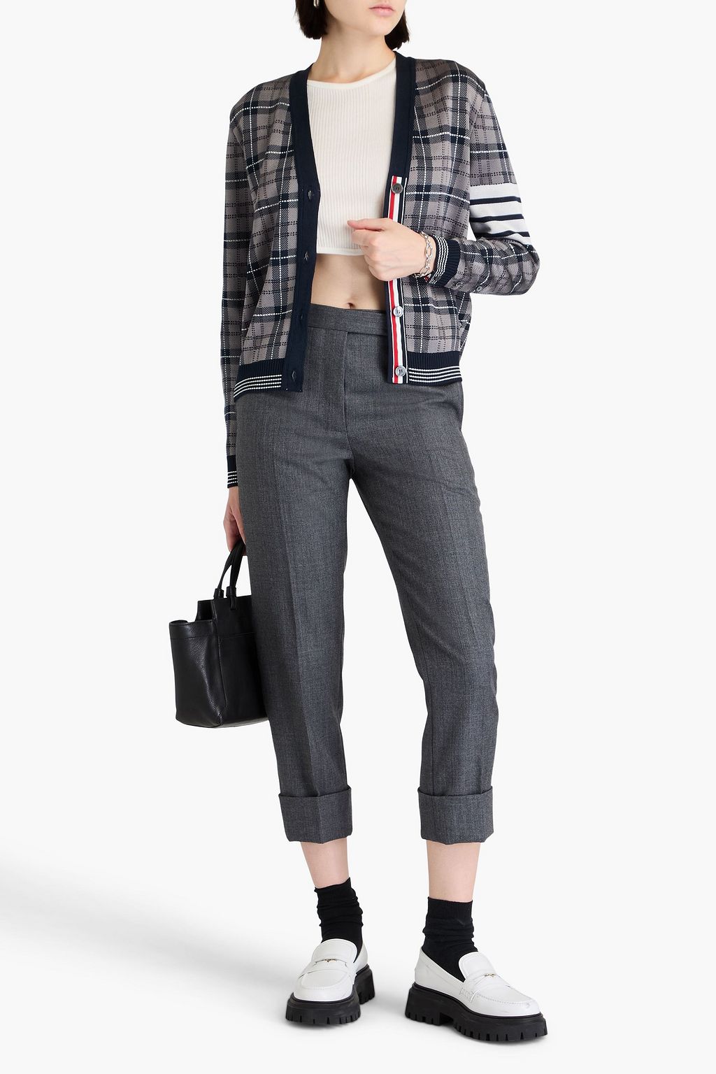 THOM BROWNE Cropped wool-twill slim-leg pants