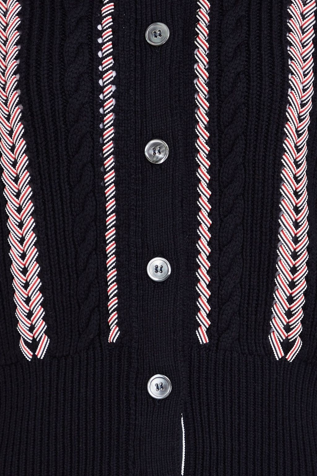 THOM BROWNE ケーブルニット カシミヤカーディガン グログラントリム