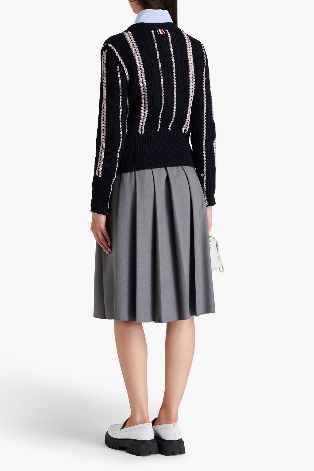 THOM BROWNE ケーブルニット カシミヤカーディガン グログラントリム