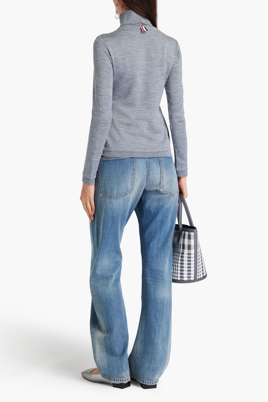 THOM BROWNE Mélange knitted turtleneck sweater