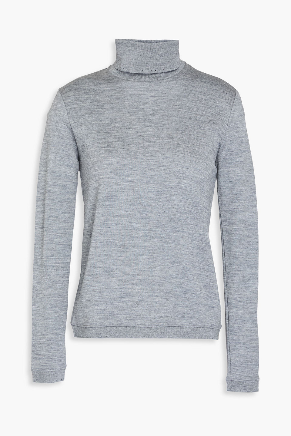 Thom Browne Mélange Knitted Turtleneck Sweater In Gray