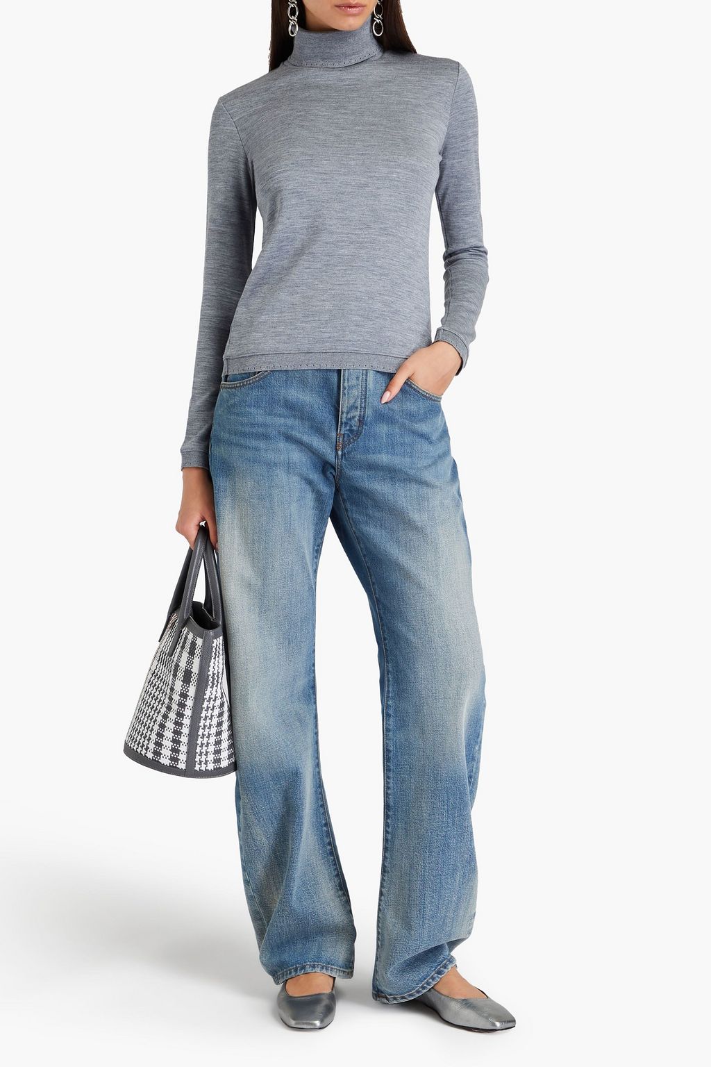 THOM BROWNE Mélange knitted turtleneck sweater