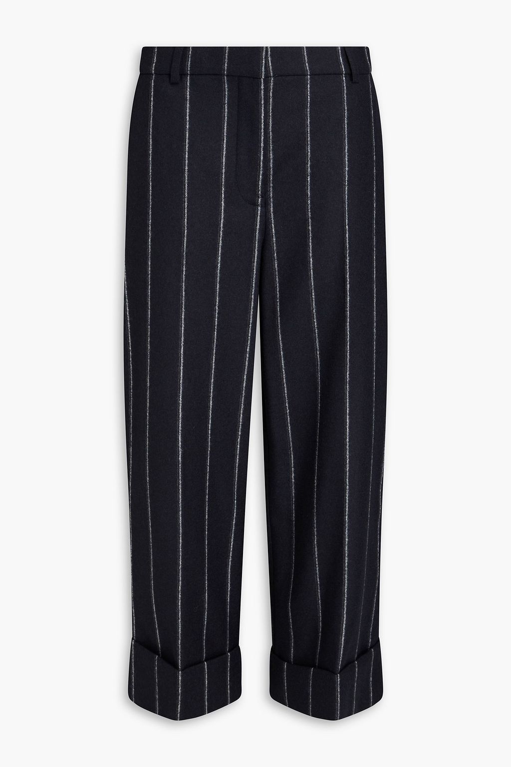THOM BROWNE 스트라이프 울 플란넬 크롭 스트레이트 레그 팬츠