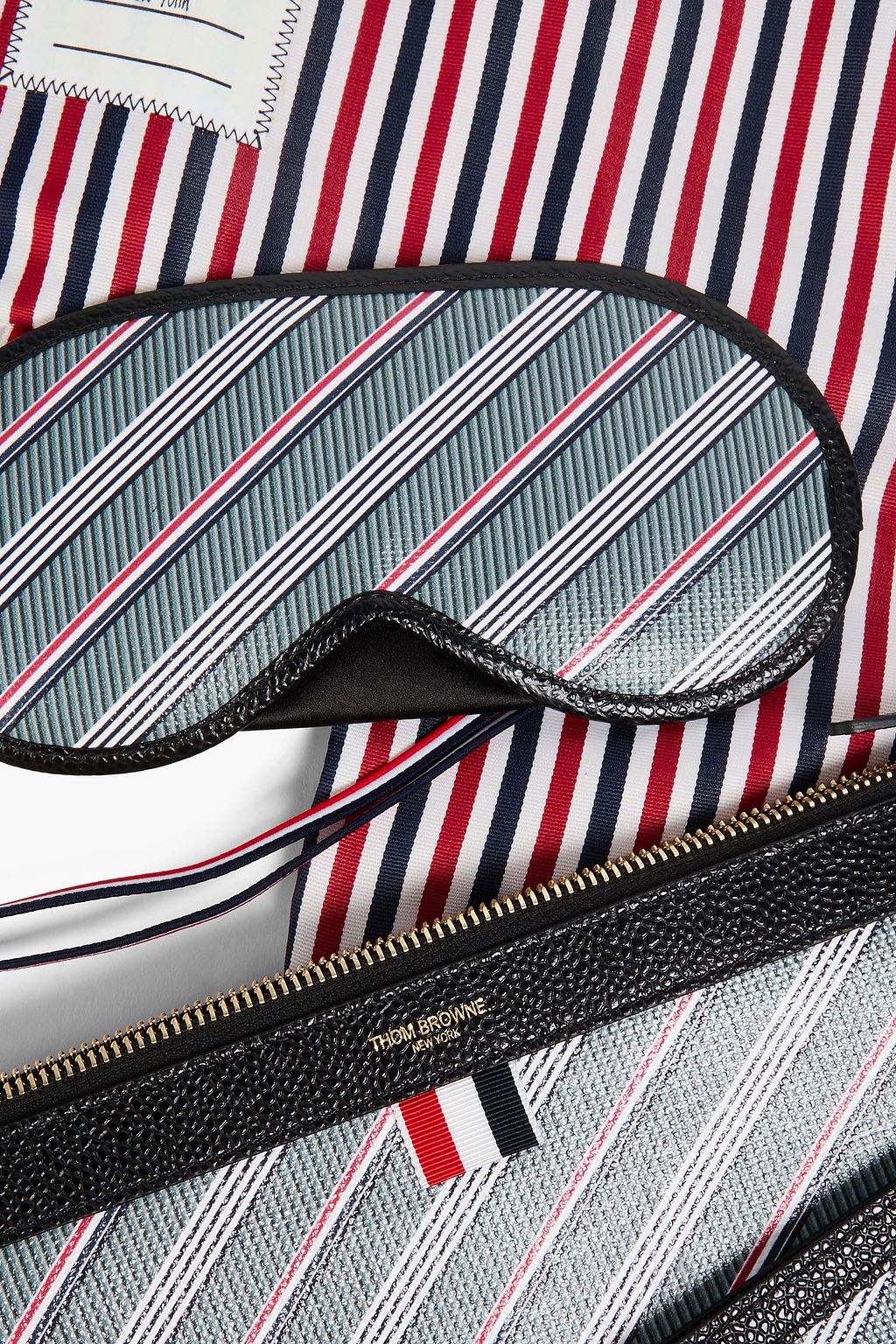 THOM BROWNE Reiseset aus beschichtetem Canvas mit Streifen