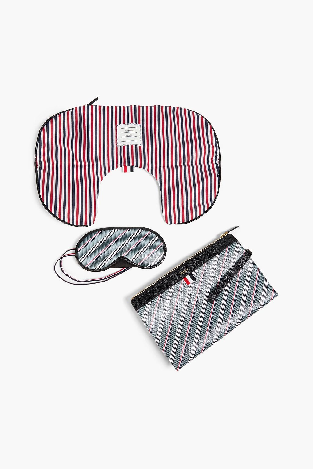 THOM BROWNE Reiseset aus beschichtetem Canvas mit Streifen