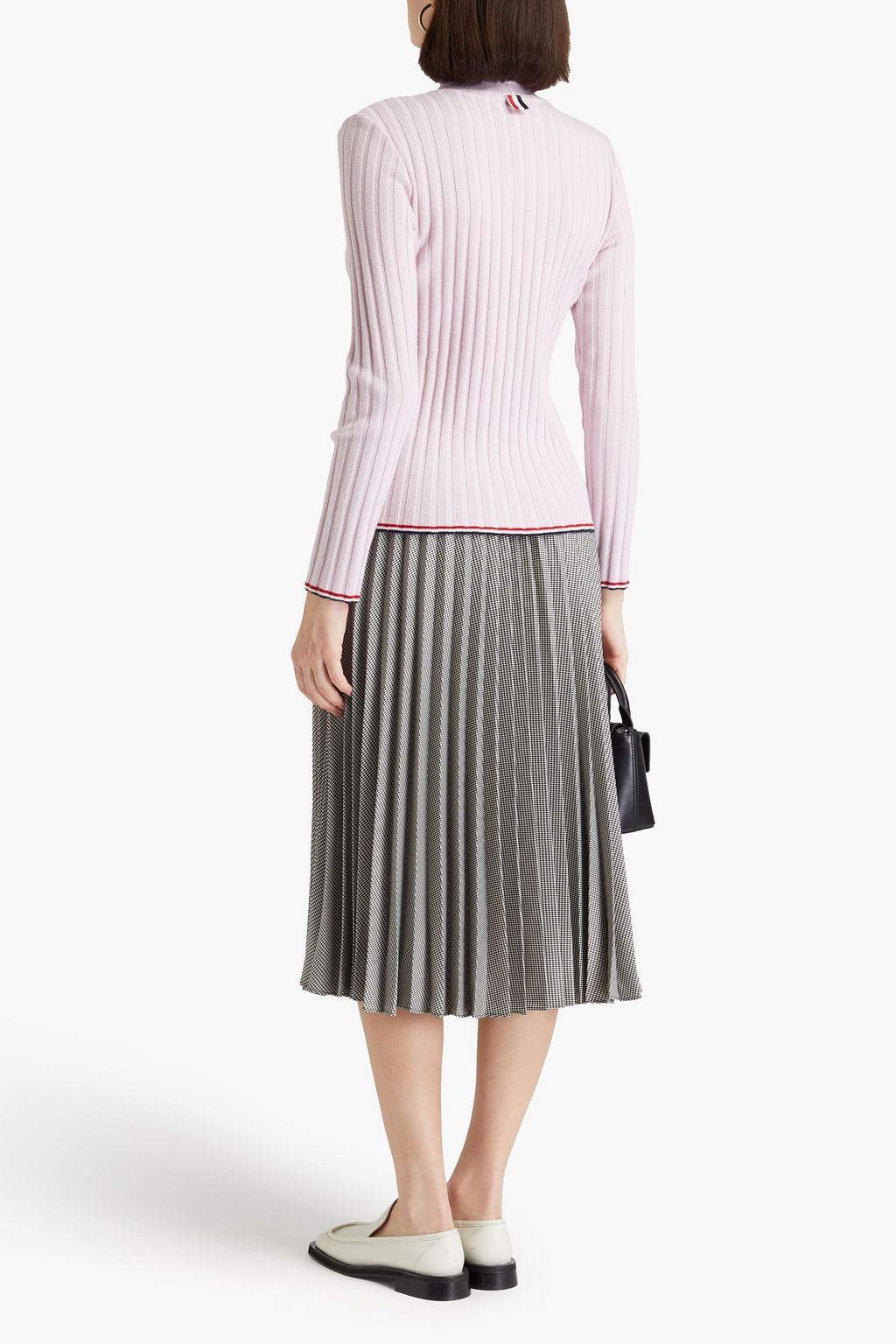THOM BROWNE كنزة رياضية بياقة عالية من الكشمير بتصميم مضلّع