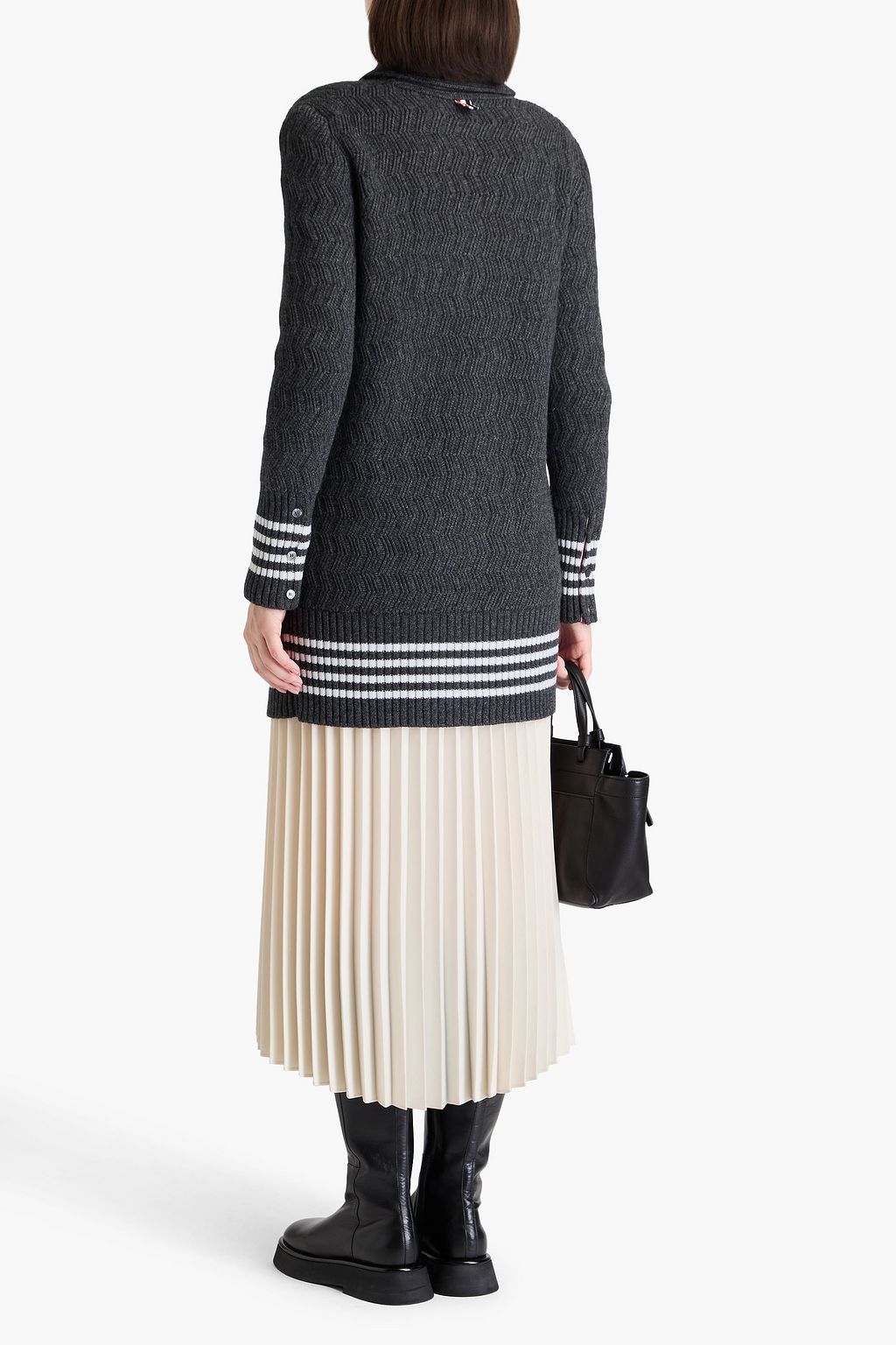 THOM BROWNE كارديغان مصنوع من الكشمير بحبكة مجدولة