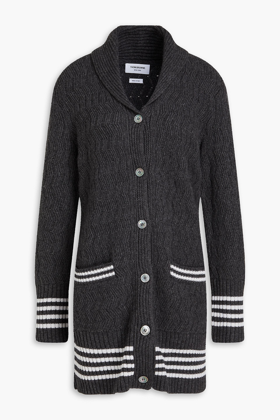 Thom Browne Cable-knit Cashmere Cardigan In Charcoal