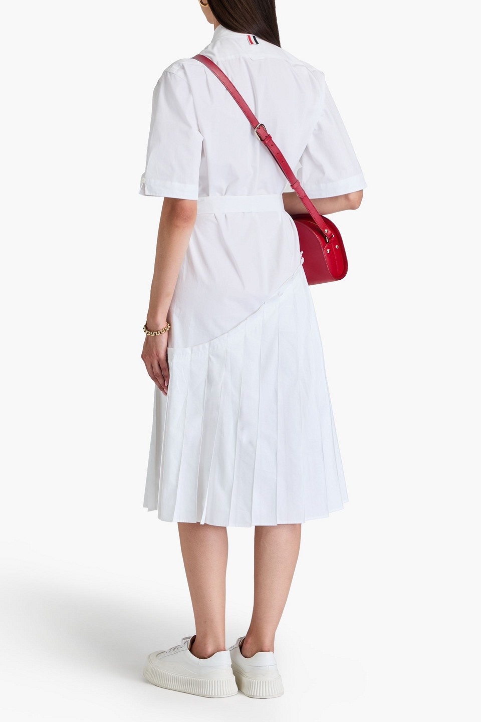 Thom Browne Hemdkleid Aus Baumwolle Mit Falten In Weiss