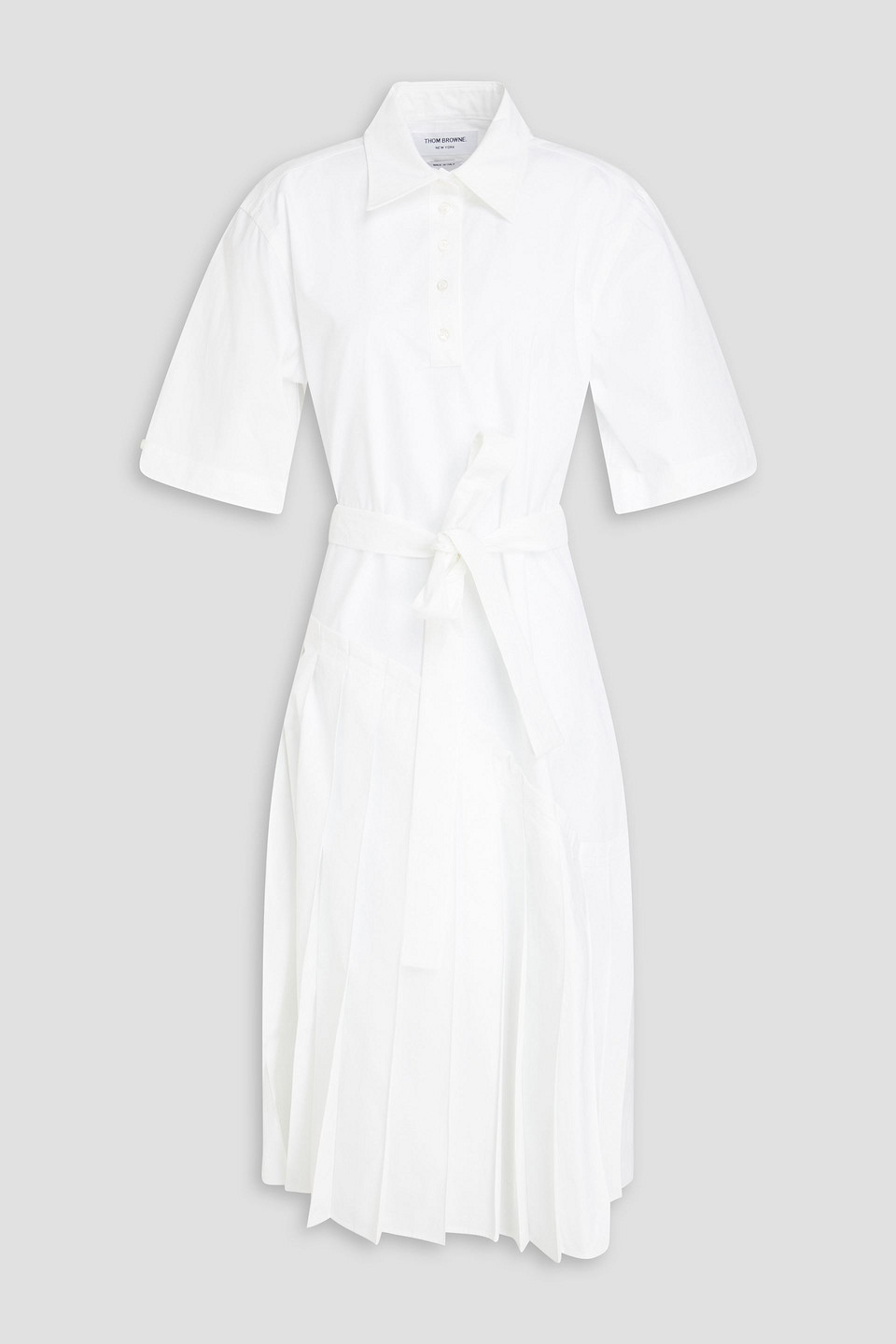 Thom Browne Hemdkleid Aus Baumwolle Mit Falten In Weiss