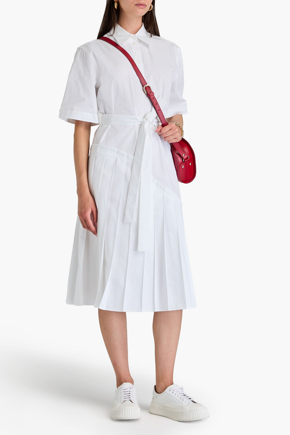 Thom Browne Hemdkleid Aus Baumwolle Mit Falten In Weiss