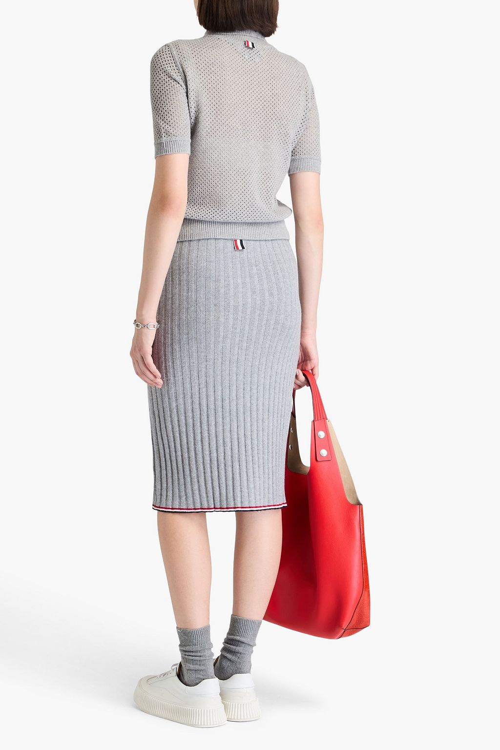 THOM BROWNE كنزة رياضية بولو من الكشمير بحبكة بوانتيل