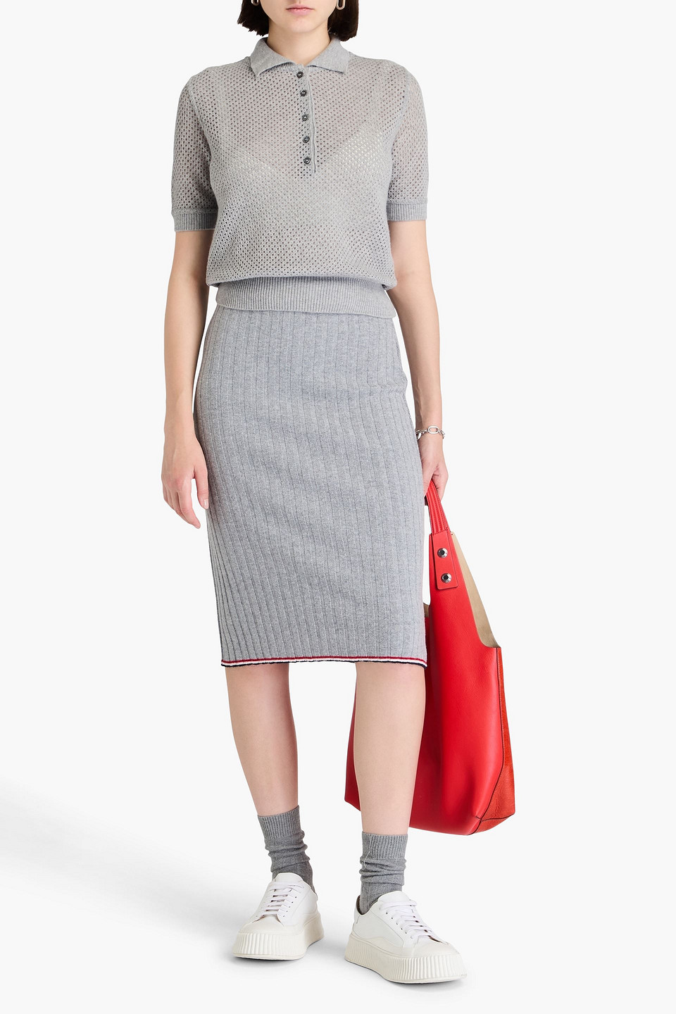 Thom Browne Kaschmirpullover Mit Polokragen In Grau